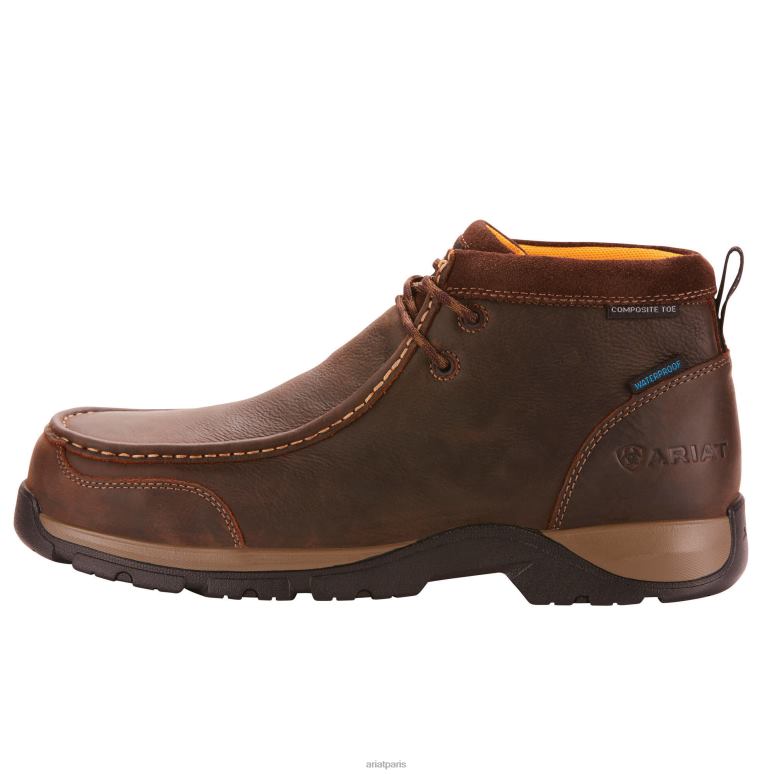 RJ66P233 Botte de travail imperméable à bout composite Edge lte moc Ariat chaussure marron foncé Hommes