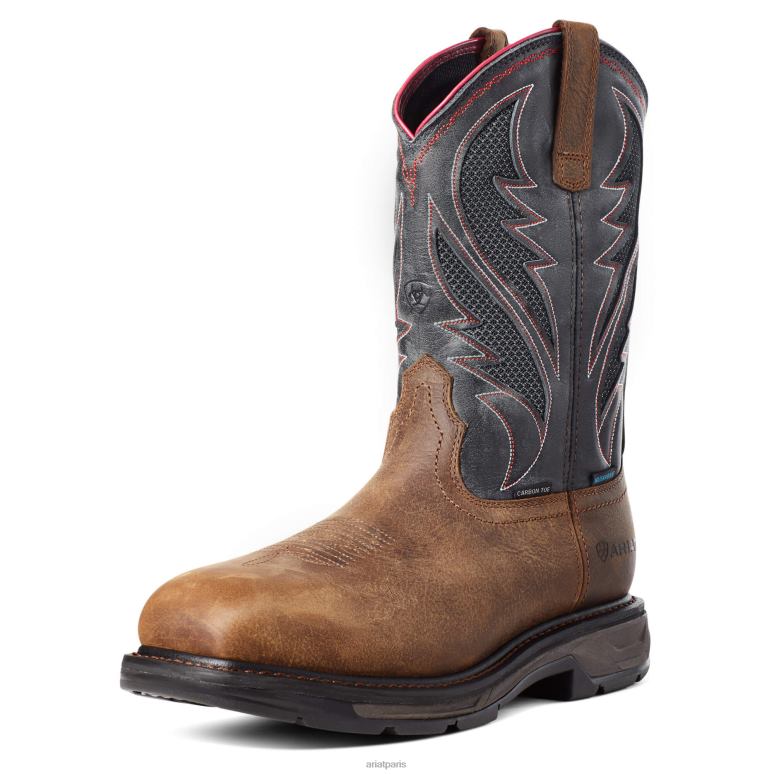 RJ66P240 Workhog xt venttek botte de travail imperméable à embout en carbone Ariat chaussure brun de seigle Hommes