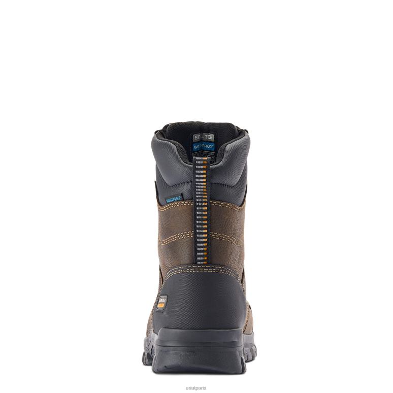 RJ66P246 Botte de travail imperméable à embout en acier de 8 po Ariat chaussure marron foncé Hommes