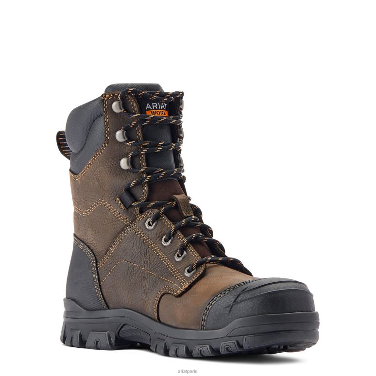 RJ66P246 Botte de travail imperméable à embout en acier de 8 po Ariat chaussure marron foncé Hommes