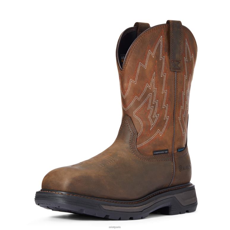 RJ66P247 botte de travail imperméable à embout composite Big Rig Ariat chaussure marron foncé Hommes