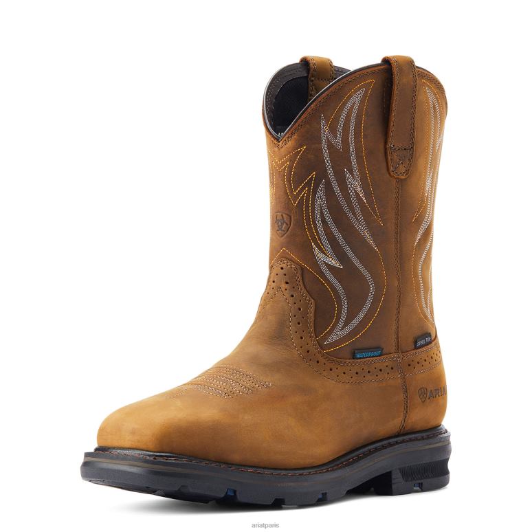 RJ66P255 Botte de travail imperméable à embout en acier Sierra Shock Shield Ariat chaussure marron vieilli Hommes