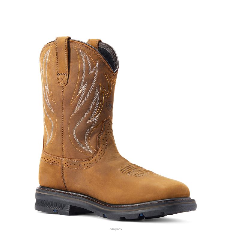 RJ66P255 Botte de travail imperméable à embout en acier Sierra Shock Shield Ariat chaussure marron vieilli Hommes
