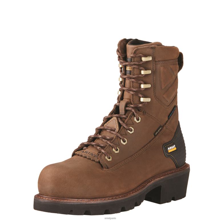 RJ66P259 botte de travail powerline 8" 400 g imperméable à embout composite 400 g Ariat chaussure brun huileux vieilli Hommes