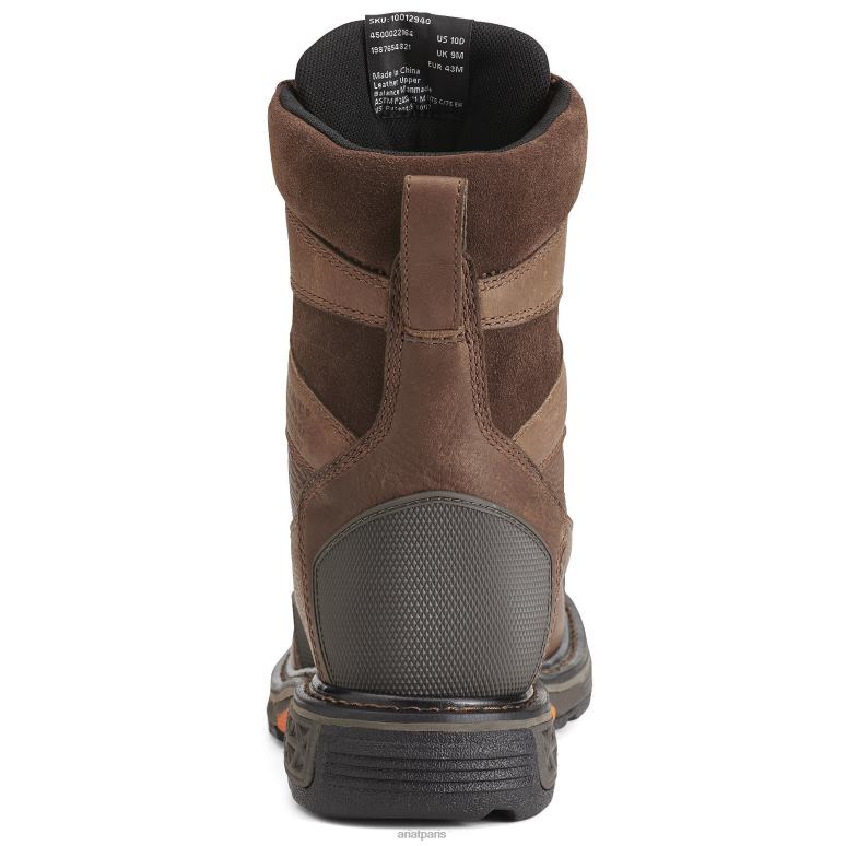 RJ66P266 Botte de travail overdrive de 8 po de large à bout carré imperméable à bout composite Ariat chaussure marron Hommes