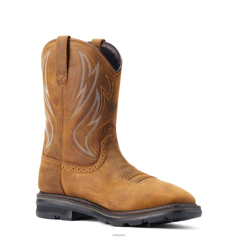 RJ66P276 Botte de travail imperméable Sierra Shock Shield Ariat chaussure marron vieilli Hommes