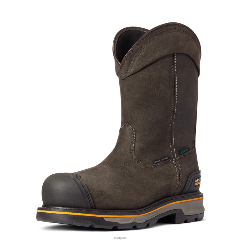 RJ66P283 botte de travail à bout composite imperméable à enfiler Stump Jumper Ariat chaussure café de fer Hommes