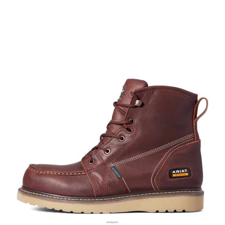 RJ66P288 Botte de travail imperméable de 6 po à bout moc avec coin d'armature Ariat chaussure cuivre rouillé Hommes