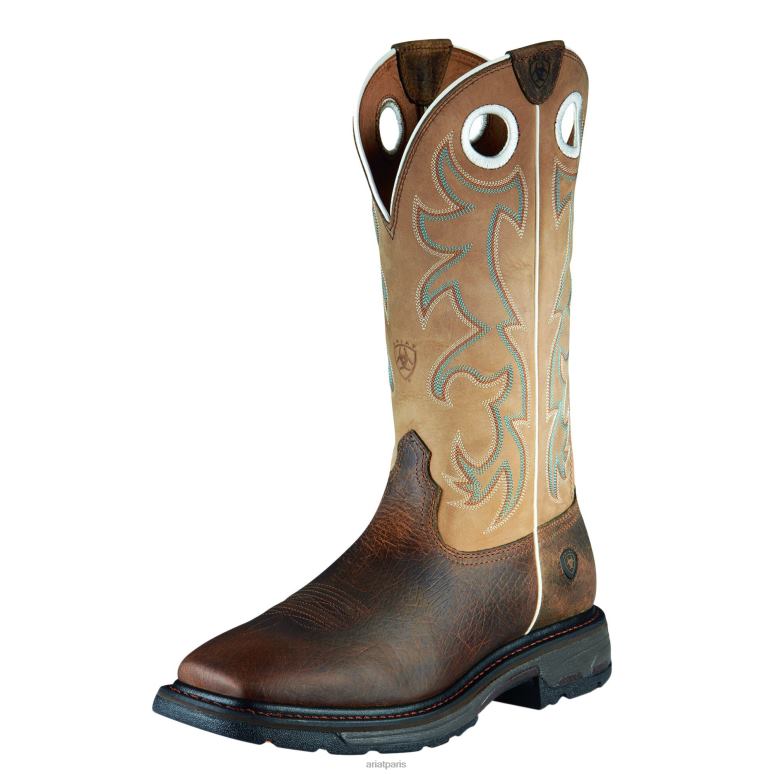 RJ66P292 Botte de travail haute à bout carré et large à bout en acier Workhog Ariat chaussure Terre Hommes