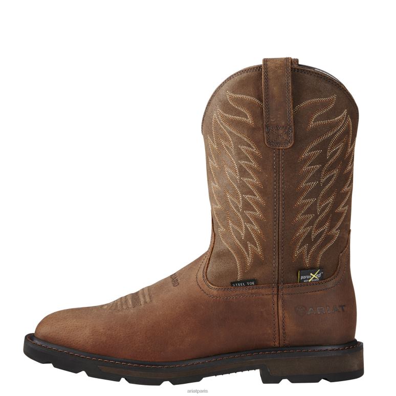 RJ66P296 Botte de travail Groundbreaker à bout carré large Metguard Metguard à bout en acier Ariat chaussure brun Hommes