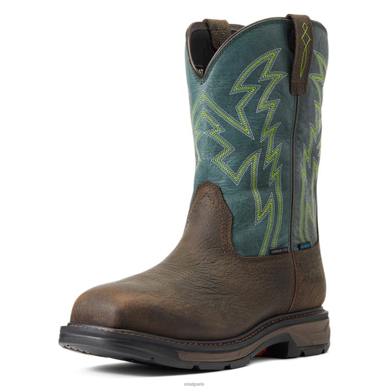 RJ66P309 Botte de travail imperméable Workhog XT Boa à embout en carbone Ariat chaussure brun brun Hommes