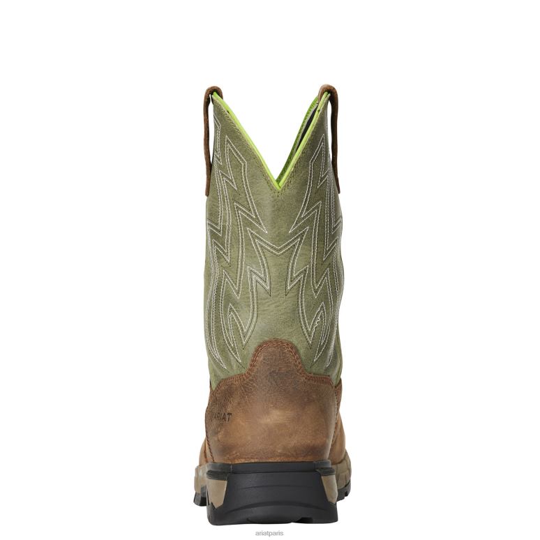 RJ66P321 Botte de travail imperméable Rebar Flex Western Ariat chaussure brun de seigle Hommes