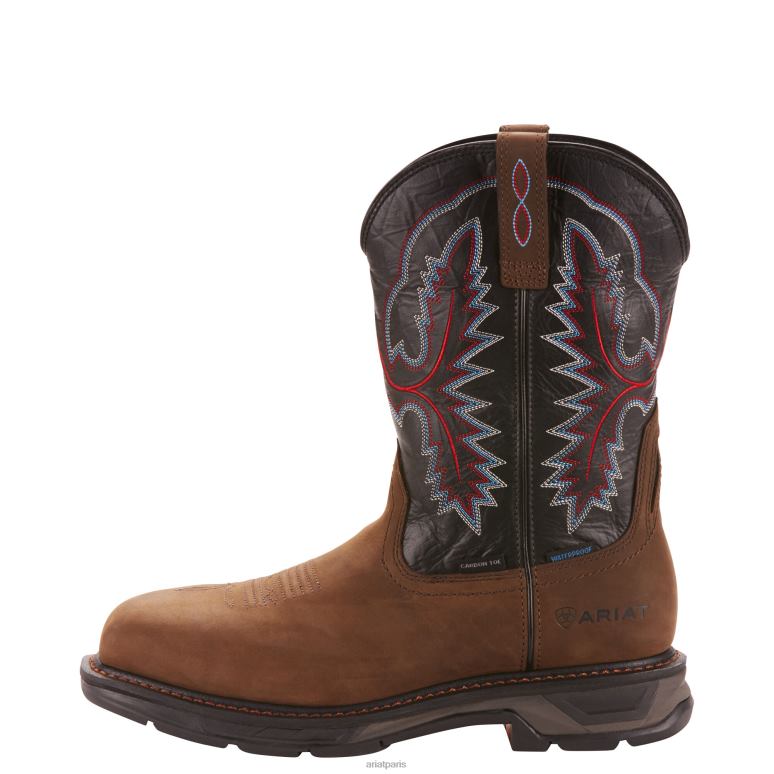 RJ66P332 Botte de travail imperméable à embout en carbone Workhog XT Ariat chaussure brun huileux vieilli Hommes