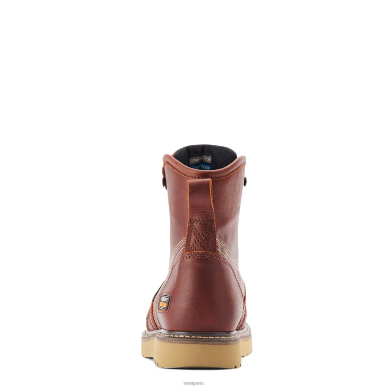 RJ66P337 Botte de travail imperméable à bout composite de 6 pouces à bout moc avec coin d'armature Ariat chaussure cuivre rouillé Hommes