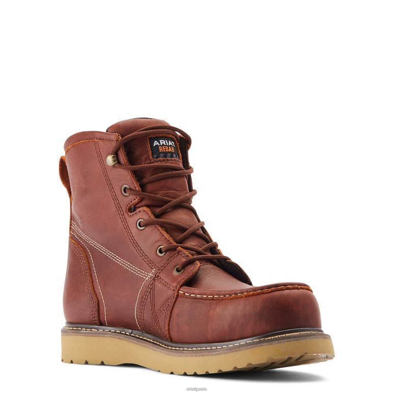 RJ66P337 Botte de travail imperméable à bout composite de 6 pouces à bout moc avec coin d'armature Ariat chaussure cuivre rouillé Hommes