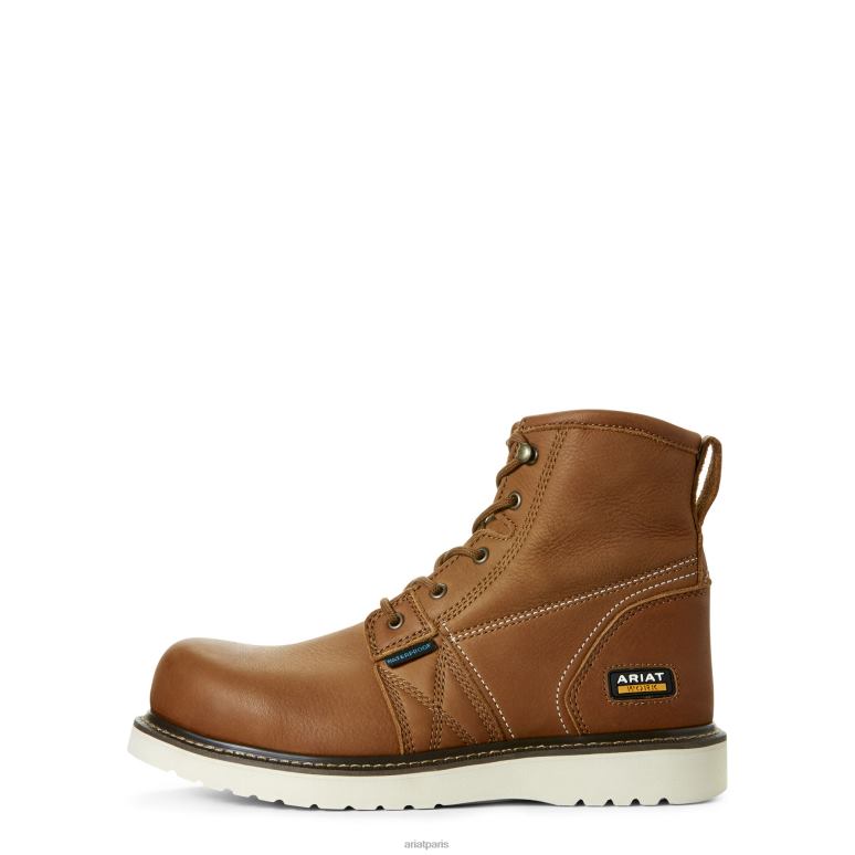 RJ66P345 Botte de travail imperméable de 6 po avec cale d'armature Ariat chaussure grizzly doré Hommes