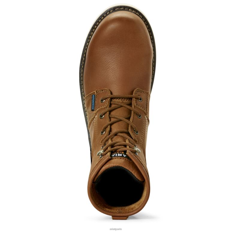 RJ66P345 Botte de travail imperméable de 6 po avec cale d'armature Ariat chaussure grizzly doré Hommes