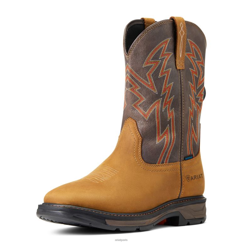 RJ66P347 botte de travail imperméable workhog xt boa Ariat chaussure écorce vieillie Hommes