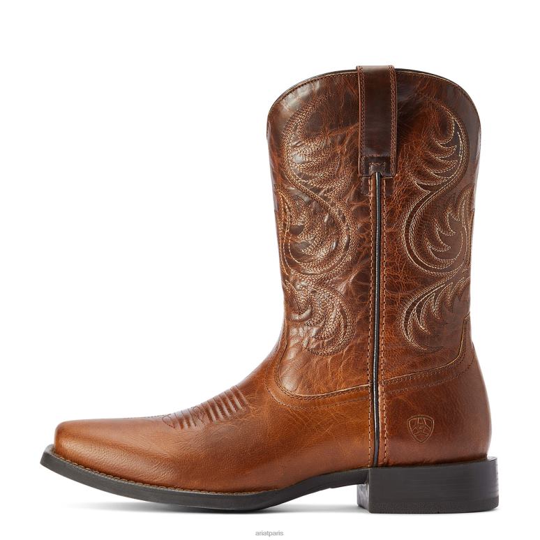 RJ66P124 botte western homme sport boss Ariat chaussure cognac riche Hommes