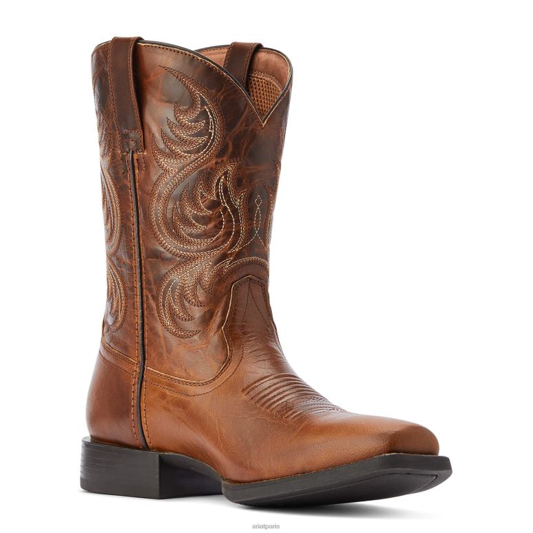 RJ66P124 botte western homme sport boss Ariat chaussure cognac riche Hommes
