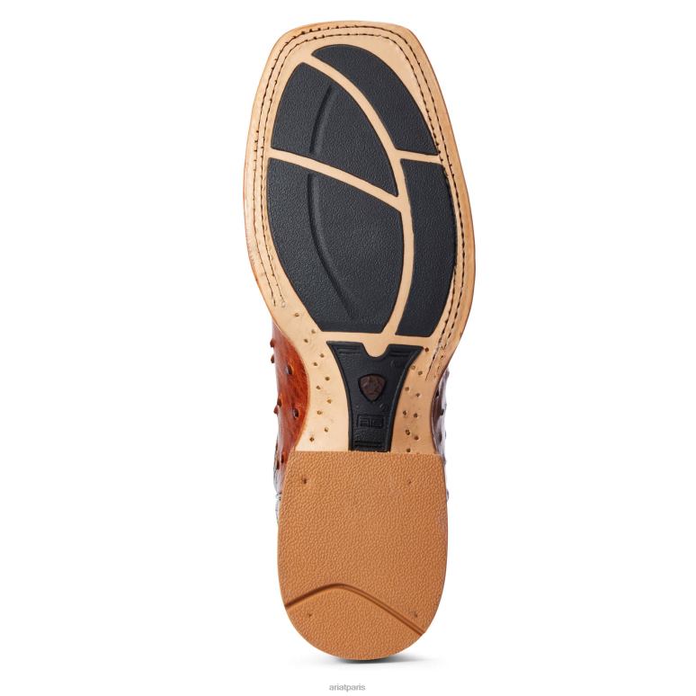 RJ66P138 botte western Gallup Ariat chaussure autruche pleine de brandy Hommes