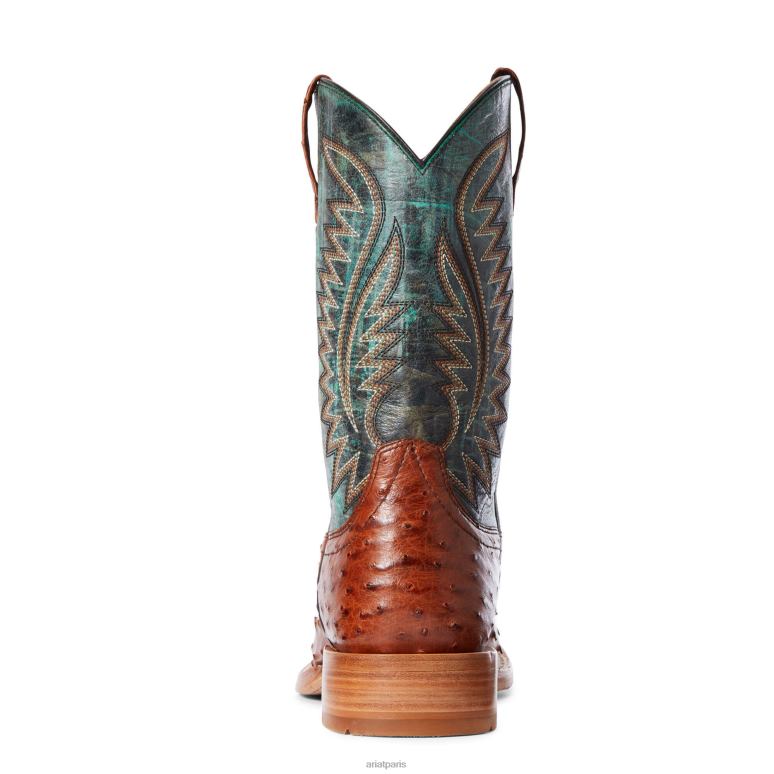 RJ66P138 botte western Gallup Ariat chaussure autruche pleine de brandy Hommes