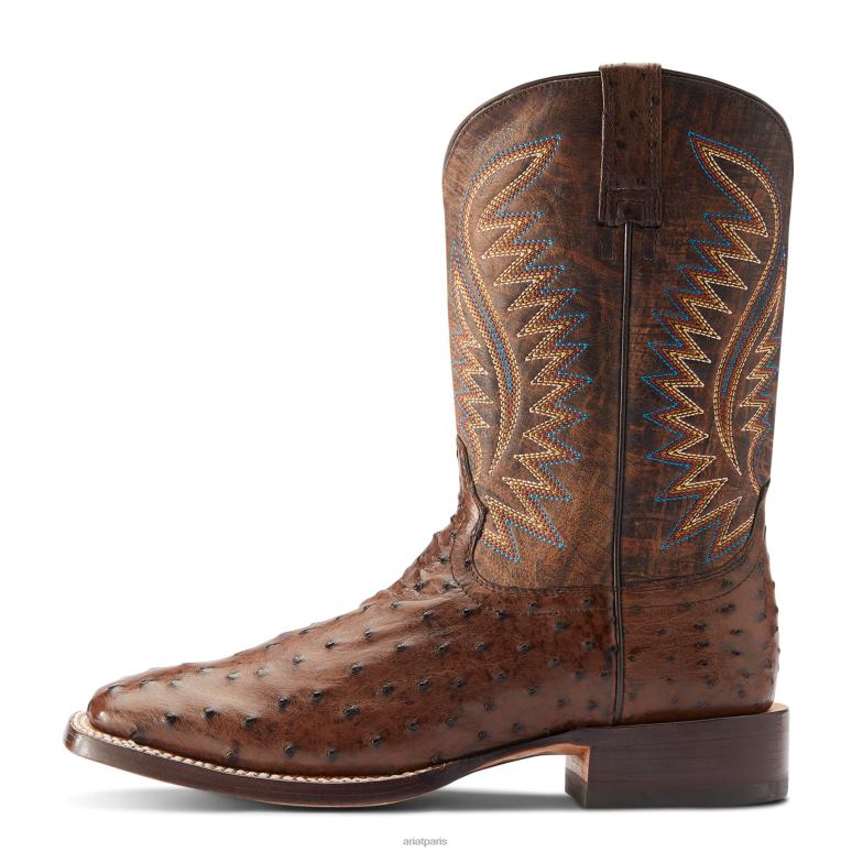 RJ66P144 botte western Gallup Ariat chaussure autruche moka pleine plume Hommes