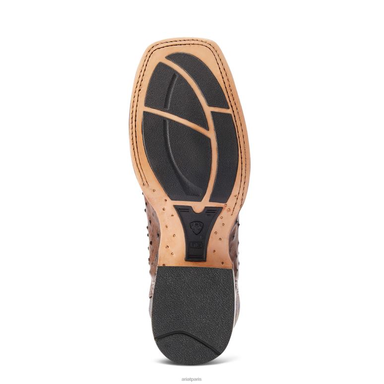 RJ66P144 botte western Gallup Ariat chaussure autruche moka pleine plume Hommes