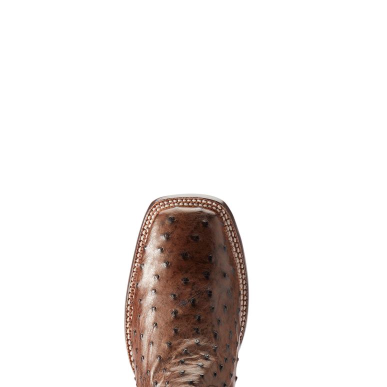 RJ66P144 botte western Gallup Ariat chaussure autruche moka pleine plume Hommes