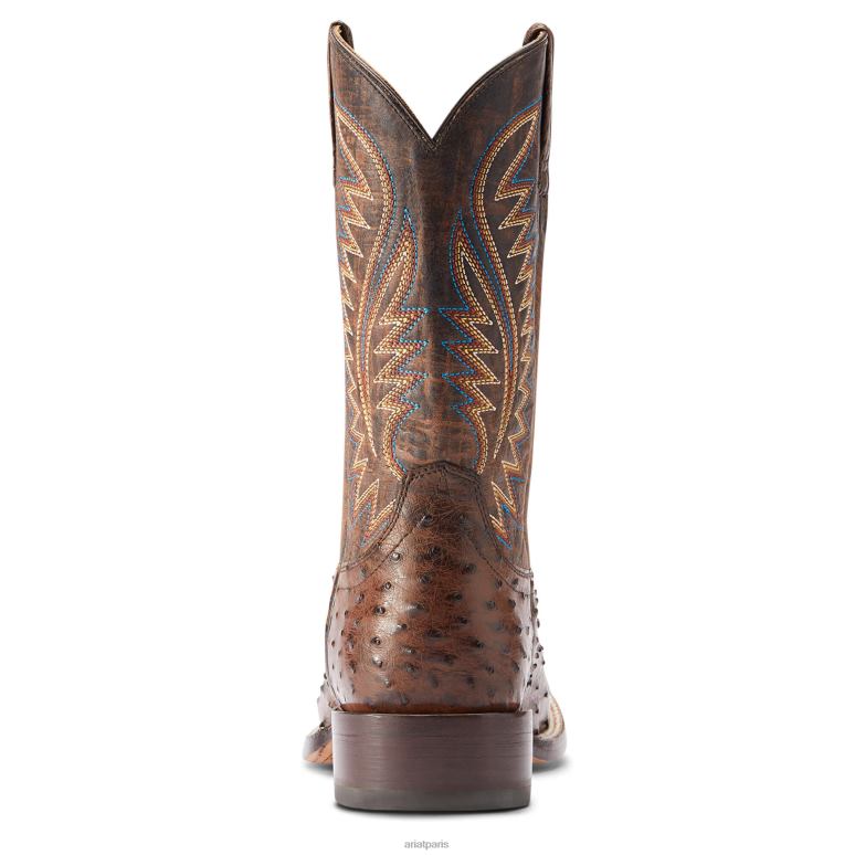 RJ66P144 botte western Gallup Ariat chaussure autruche moka pleine plume Hommes