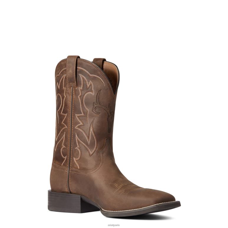RJ66P15 botte western de sport en plein air Ariat chaussure marron vieilli Hommes