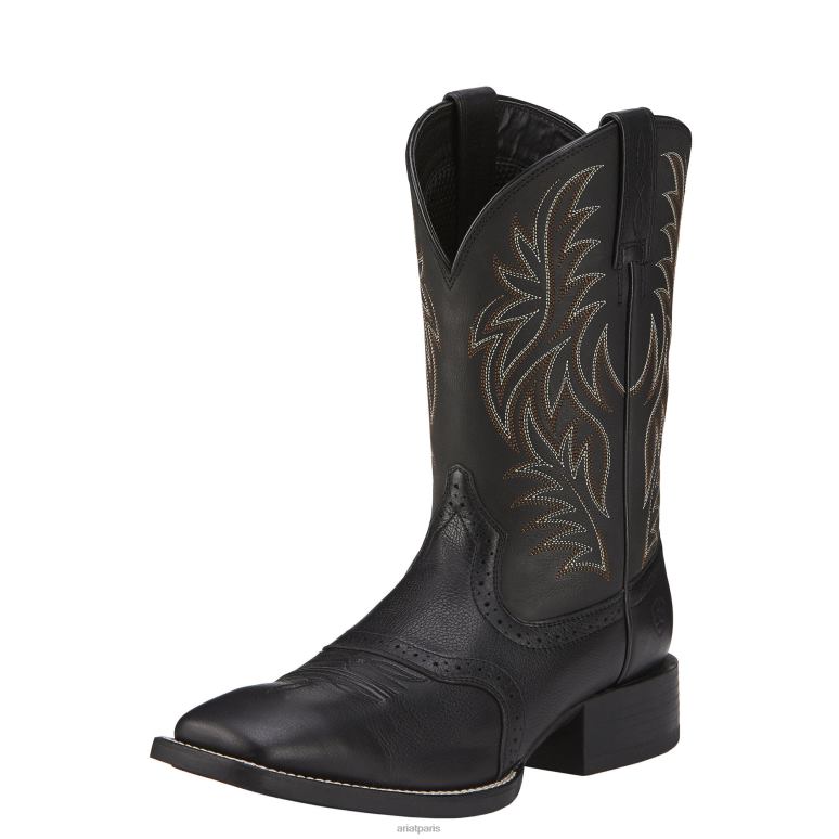 RJ66P16 botte western sport à bout carré large Ariat chaussure cerf noir Hommes