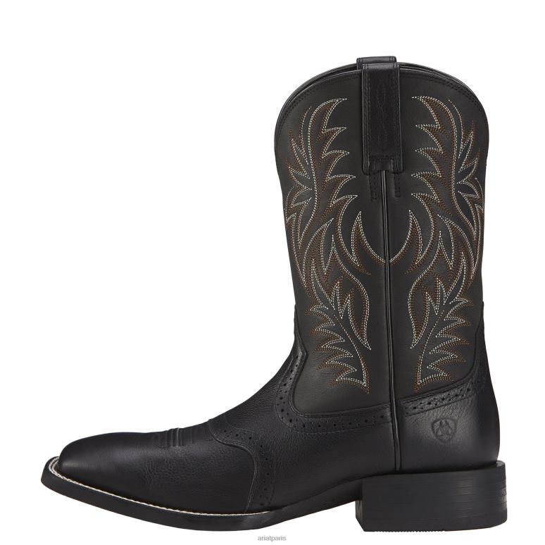 RJ66P16 botte western sport à bout carré large Ariat chaussure cerf noir Hommes