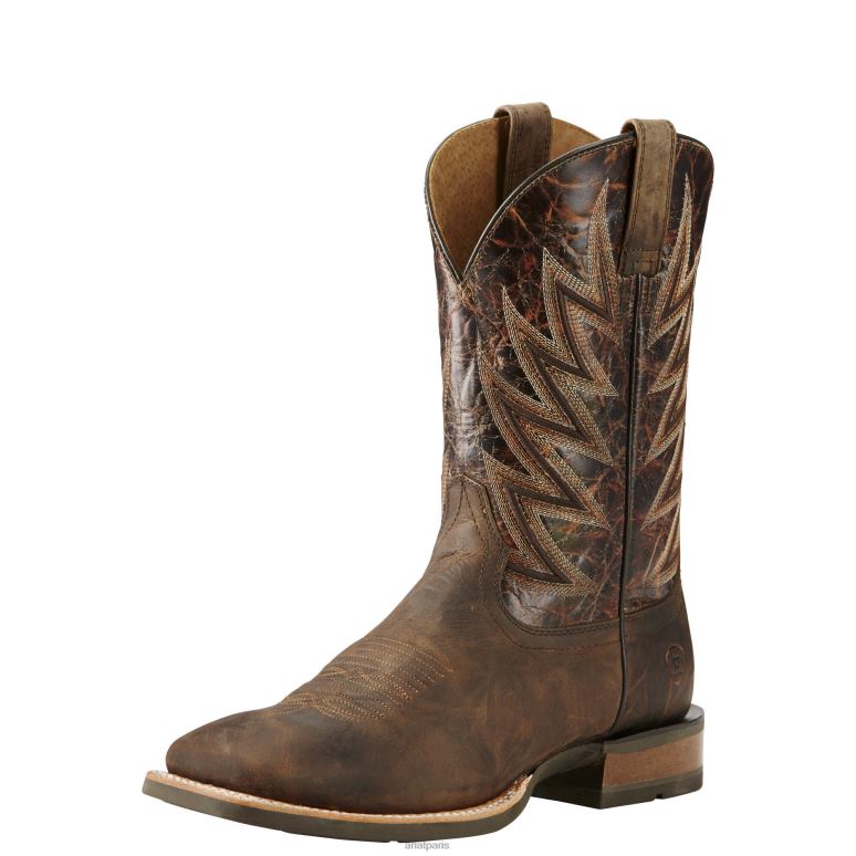 RJ66P176 botte western challenger Ariat chaussure fer à marquer marron Hommes