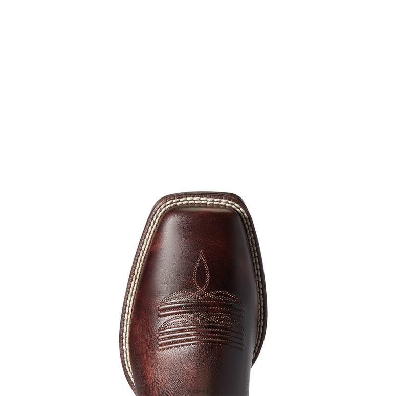 RJ66P177 botte ultra western à fermeture éclair fine Ariat chaussure teinté à la main en rouge - marron Hommes