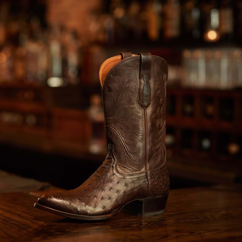 RJ66P182 James Ariat chaussure autruche expresso pleine plume Hommes