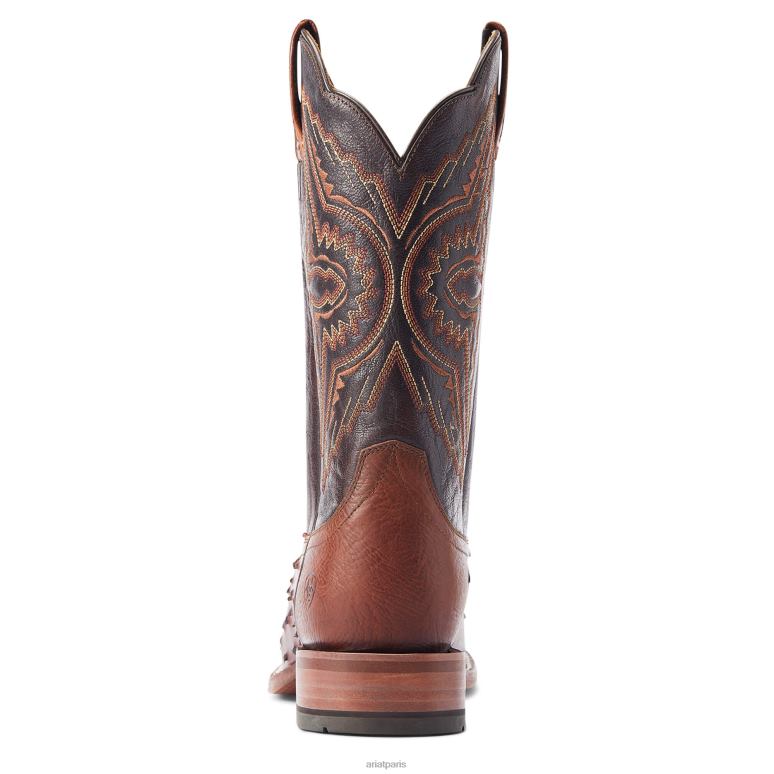 RJ66P184 botte western broncy Ariat chaussure autruche à plumes pleines à la cannelle Hommes
