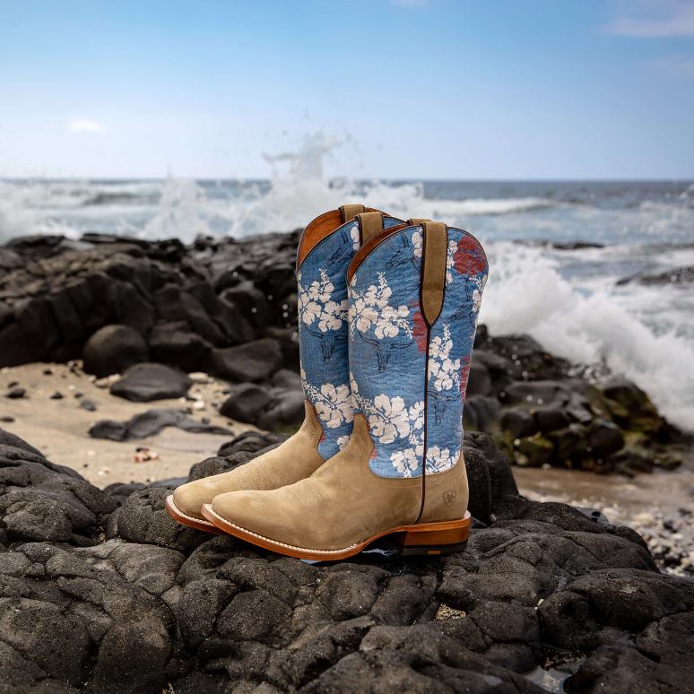 RJ66P214 botte occidentale d'aloha de frontière occidentale Ariat chaussure gris brûlé Hommes