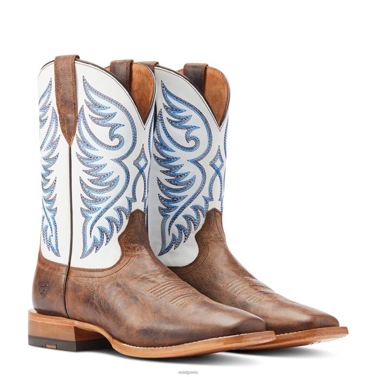 RJ66P23 botte western Wiley Ariat chaussure brun noix de pécan Hommes