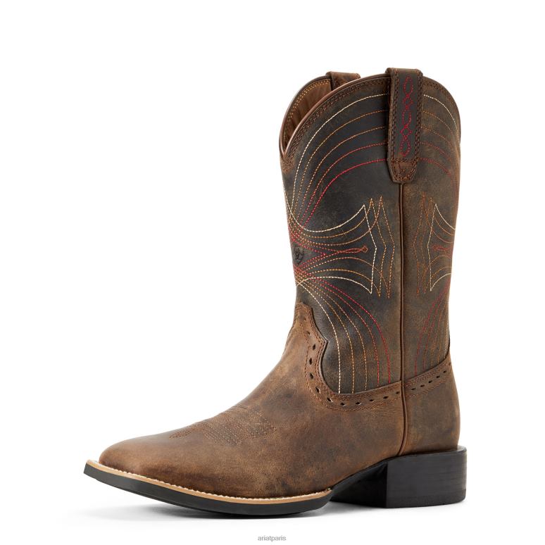 RJ66P32 botte western sport à bout carré large Ariat chaussure marron vieilli Hommes