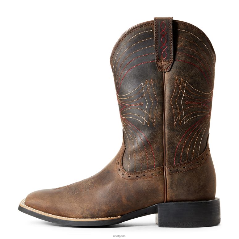 RJ66P32 botte western sport à bout carré large Ariat chaussure marron vieilli Hommes