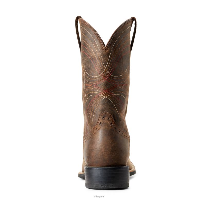 RJ66P32 botte western sport à bout carré large Ariat chaussure marron vieilli Hommes