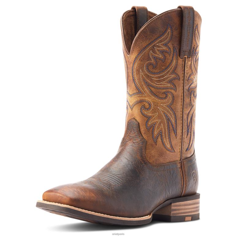 RJ66P37 botte western fronde Ariat chaussure dessus de bar marron Hommes