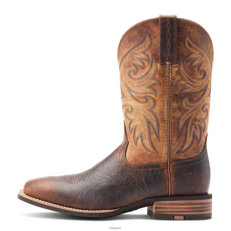 RJ66P37 botte western fronde Ariat chaussure dessus de bar marron Hommes