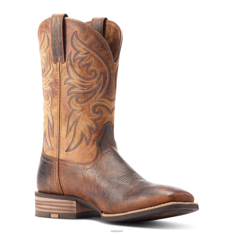 RJ66P37 botte western fronde Ariat chaussure dessus de bar marron Hommes