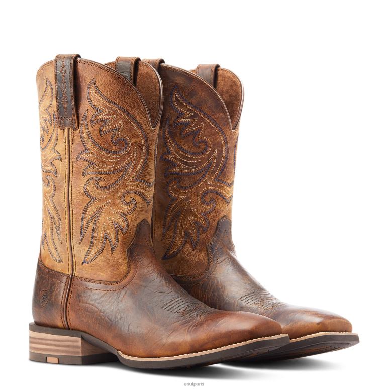 RJ66P37 botte western fronde Ariat chaussure dessus de bar marron Hommes