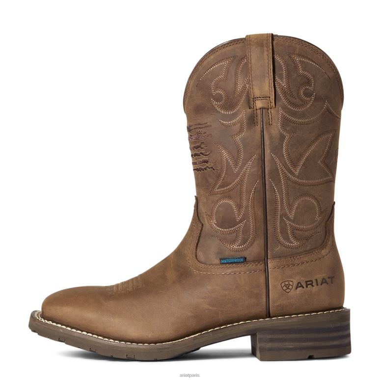 RJ66P38 botte western imperméable hybride patriote Ariat chaussure marron vieilli Hommes