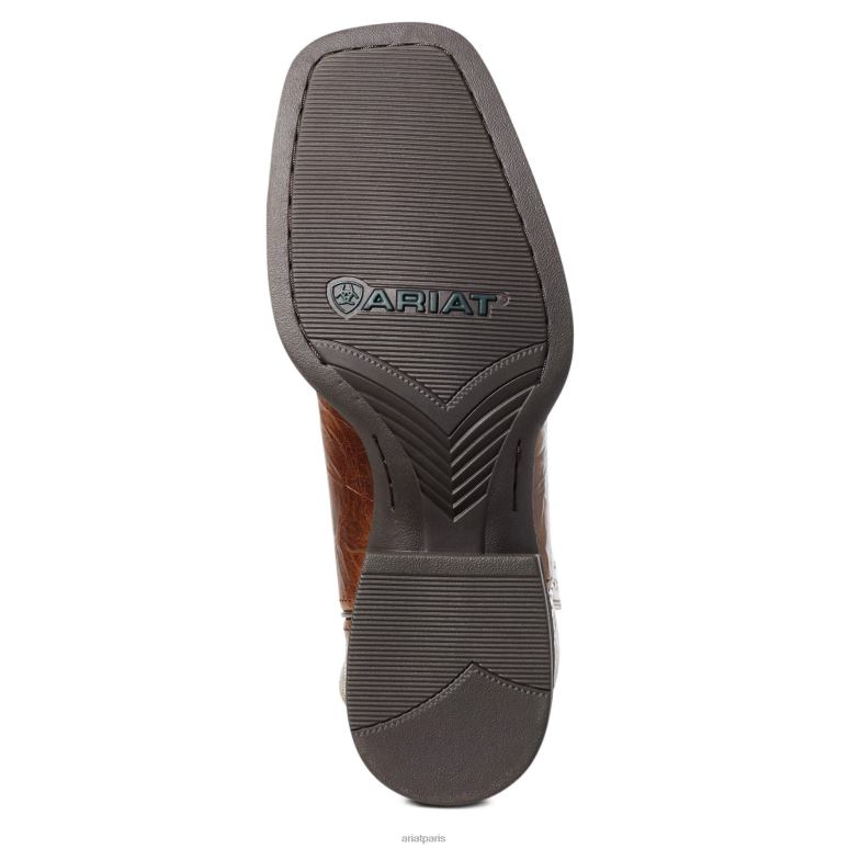 RJ66P3 botte western sport à bout carré large Ariat chaussure bombardier beige Hommes