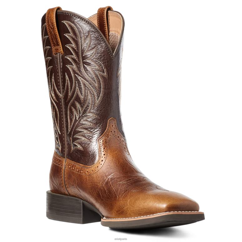 RJ66P3 botte western sport à bout carré large Ariat chaussure bombardier beige Hommes