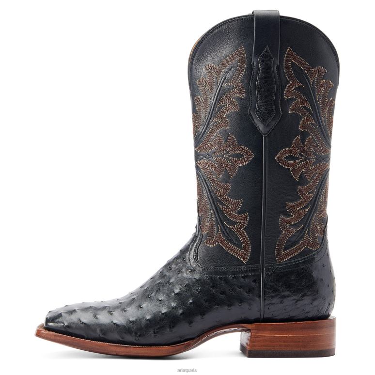 RJ66P49 basset Ariat chaussure autruche noire à plumes pleines Hommes